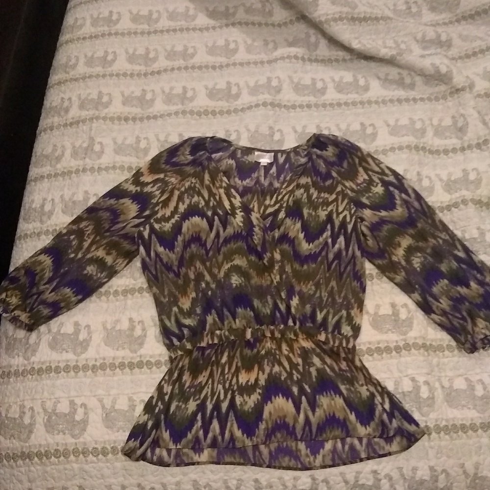 Parker Chevron 3/4 sleeve wrap front blouse - Picture 3 of 6